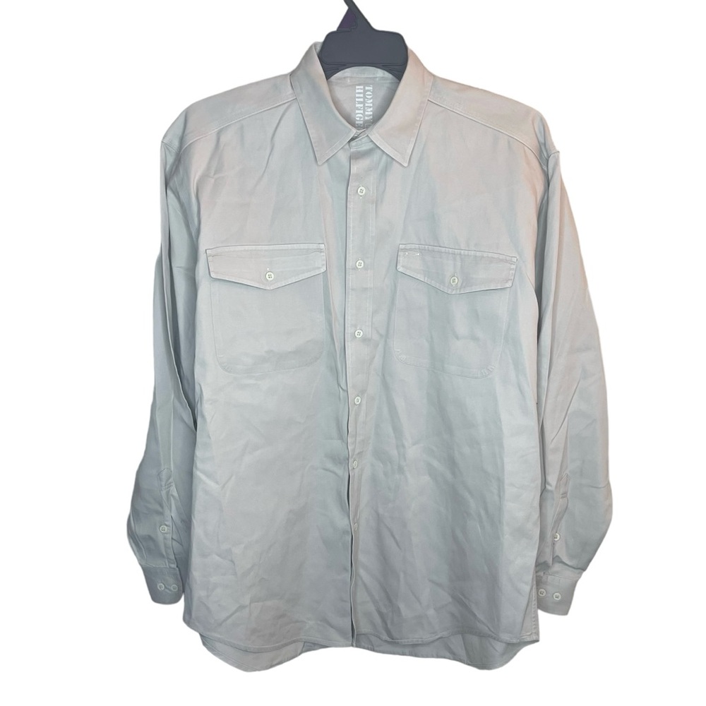 Tommy Hilfiger Seafaring Shirt Men's Medium Beige Khaki Rugged Sailing Safari